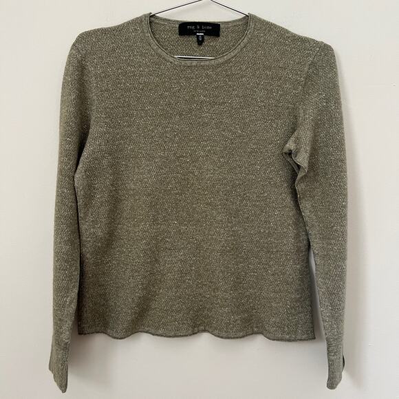 RAG & BONE Womens Crewneck Long Sleeve Knit Green Top Size M - Picture 1 of 11